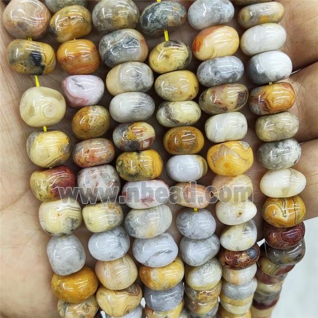 Natural Yellow Crazy Lace Agate Rondelle Beads Square