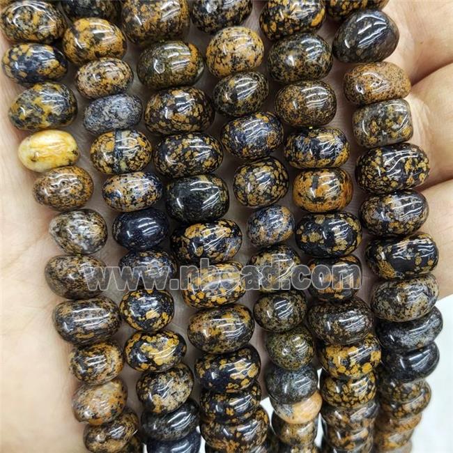 Natural Snowflake Jasper Beads Yellow Rondelle Square