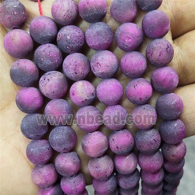 Fuchsia Tiger Eye Stone Beads Matte Round