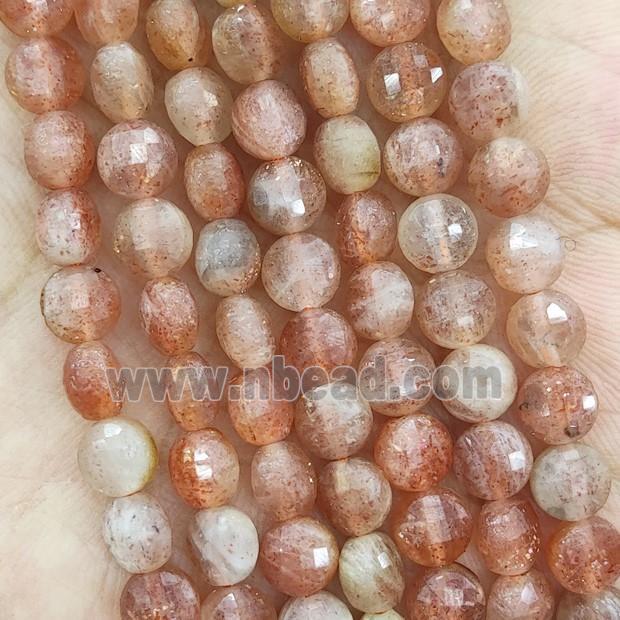 Natural Peach Sunstone Beads Golden Spot Faceted Cion