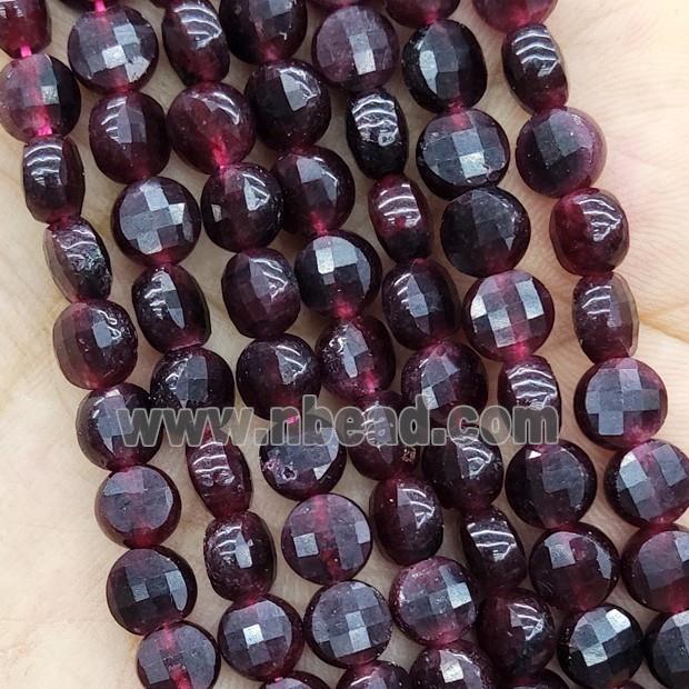 DarkRed Jade Beads Dye Faceted Circle