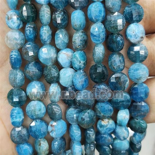 Natural Blue Apatite Beads Faceted Circle