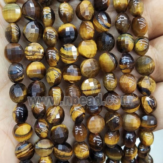 Natural Tiger Eye Stone Beads Faceted Circle