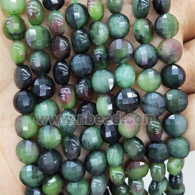 Green Jade Beads Dye Faceted Circle