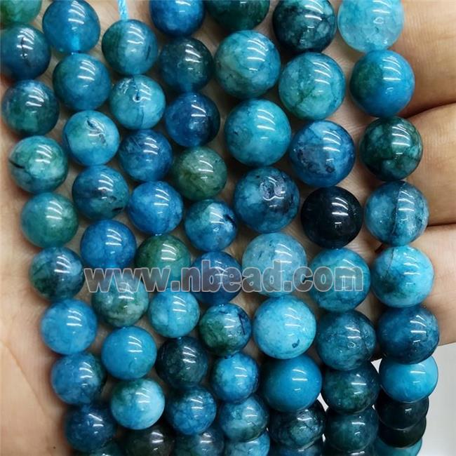 Blue Jade Beads Dye Smooth Round