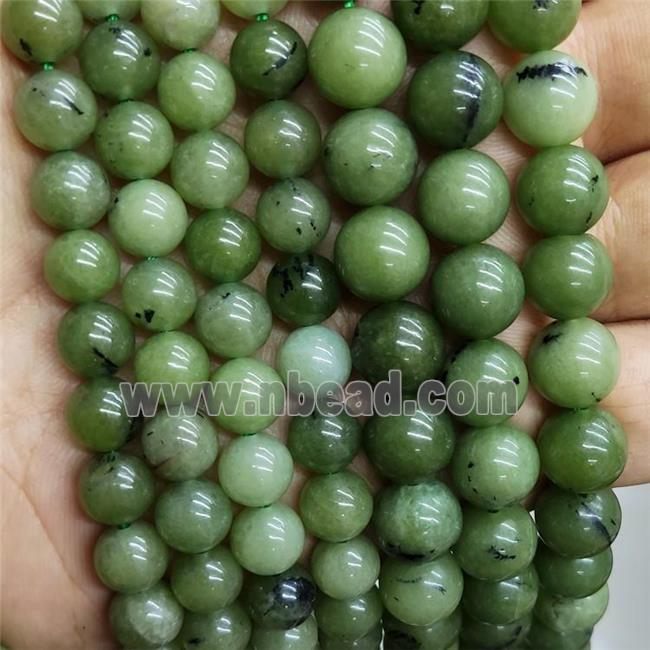 Green Jade Beads Dye Smooth Round