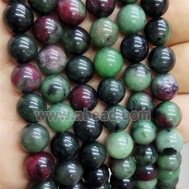 Green Jade Beads Dye Smooth Round