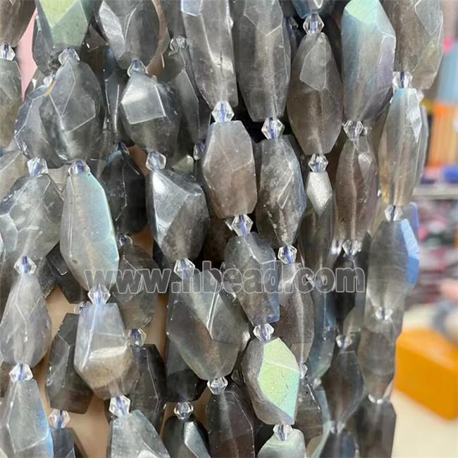 Natural Labradorite Beads Freeform Faceted