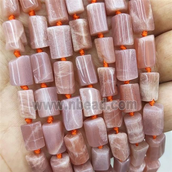 Natural Peach Sunstone Beads Tube