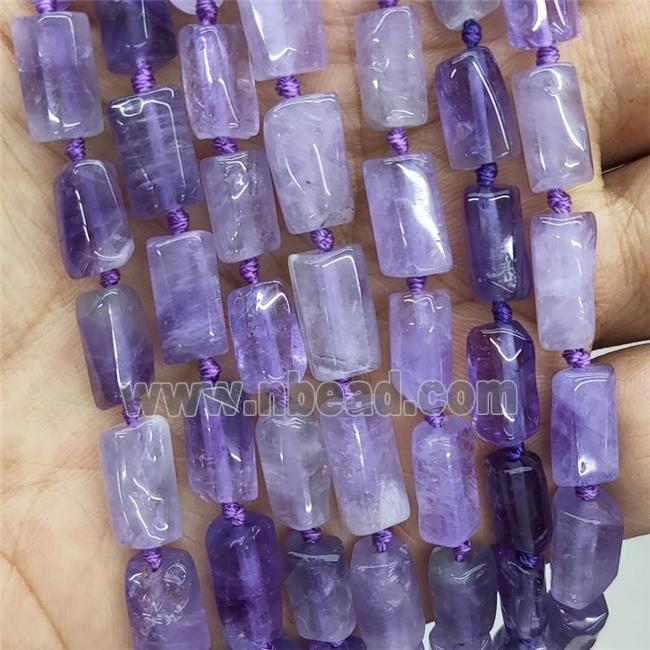 Natural Purple Amethyst Tube Beads