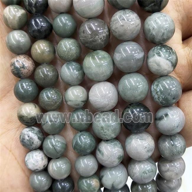 Natural Mud Jasper Beads Green Smooth Round