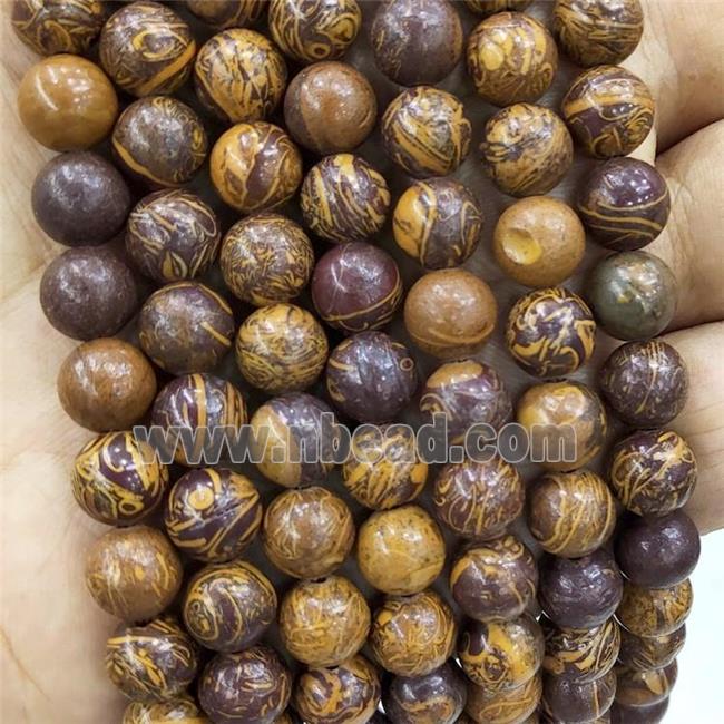 ElephantSkin Jasper Beads Brown Smooth Round