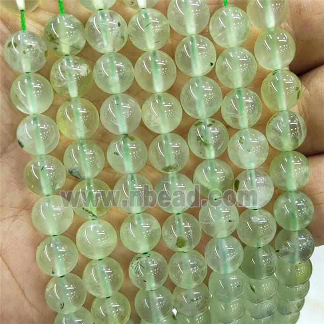 Natural Green Prehnite Beads A-Grade Smooth Round