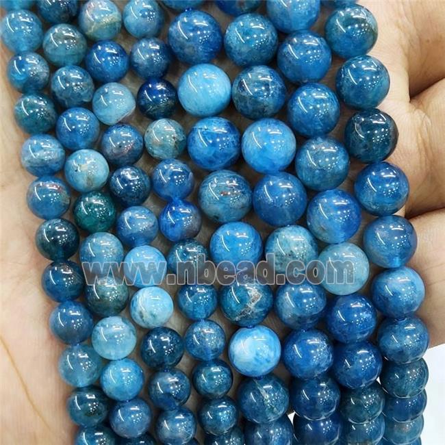 Natural Blue Apatite Beads Smooth Round