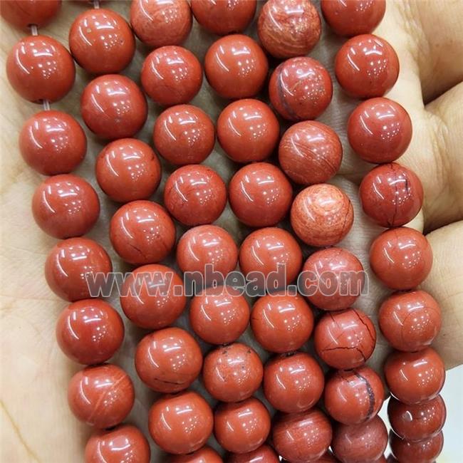 Natural Red Jasper Beads Smooth Round