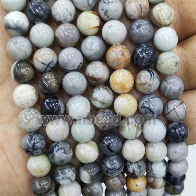 Black Picasso Jasper Beads Creek Smooth Round