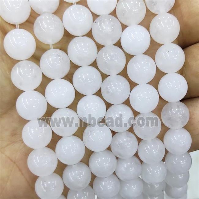 Natural White Jade Beads Smooth Round