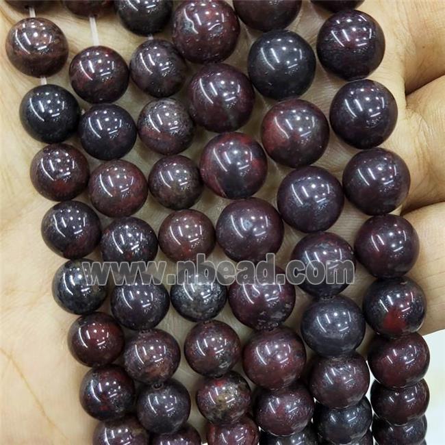 Natural Chinese Poppy Jasper Beads Smooth Round DarkRed