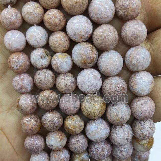 Ice Sakura Chalcedony Beads Pink Smooth Round