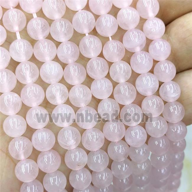 Natural Madagascar Rose Quartz Beads Pink Smooth Round