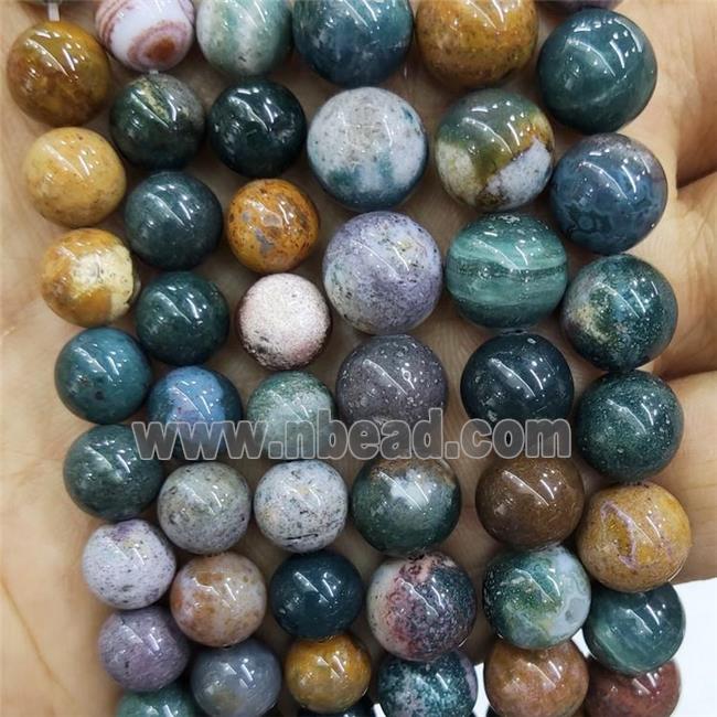 Natural Ocean Agate Beads Multicolor Smooth Round