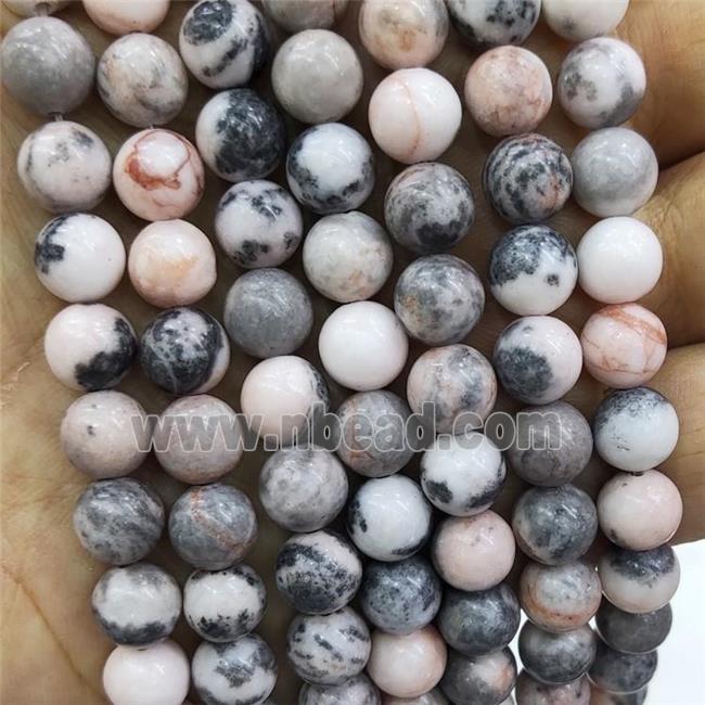 Pink Zebra Jasper Beads Smooth Round