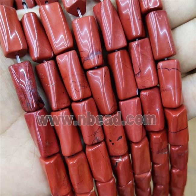 Natural Red Jasper Twist Tube Beads