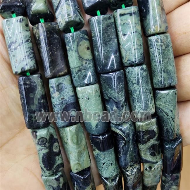 Natural Kambaba Jasper Beads Green Twist Tube