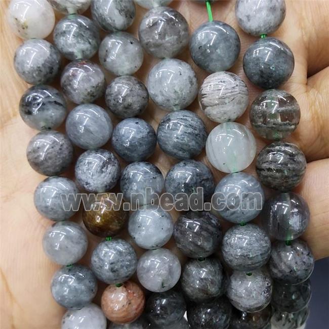 Natural Chlorite Quartz Beads Green Smooth Round