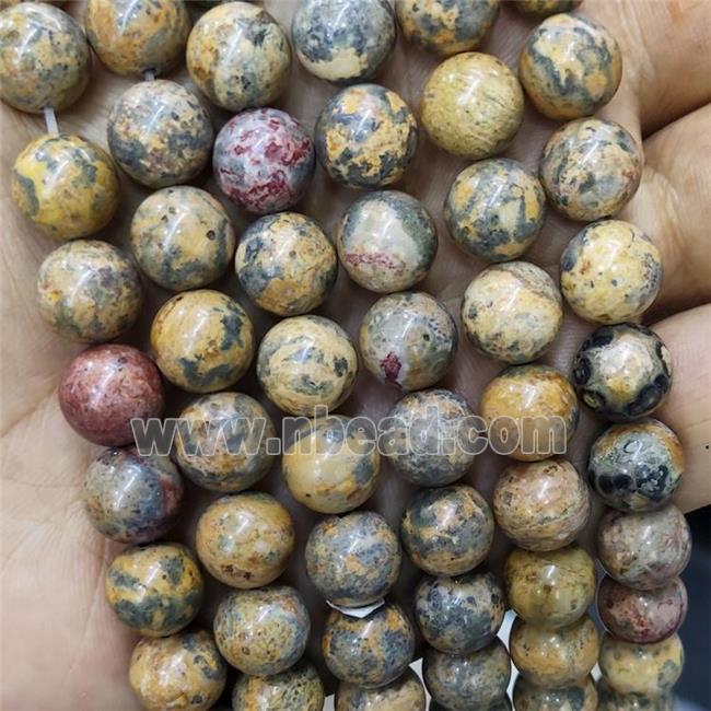 Yellow LeopardSkin Jasper Beads Smooth Round