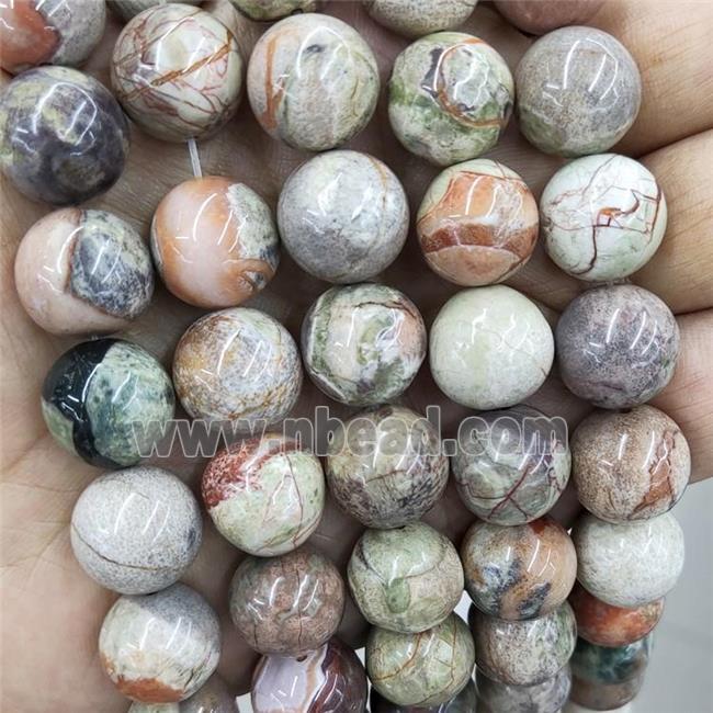 Natural Ocean Jasper Beads Green Smooth Round