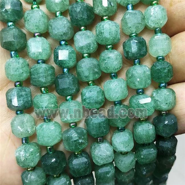 Natural Green Strawberry Quartz Beads Faceted Cube