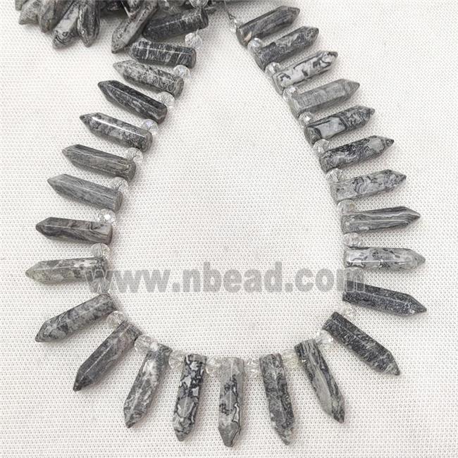 Natural Gray Map Jasper Bullet Beads