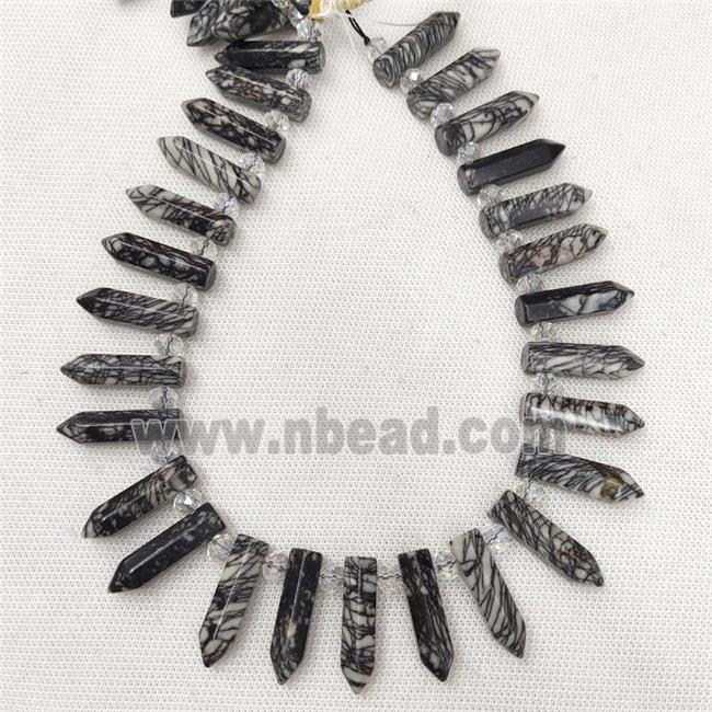 Natural Silk Jasper Bullet Beads Black