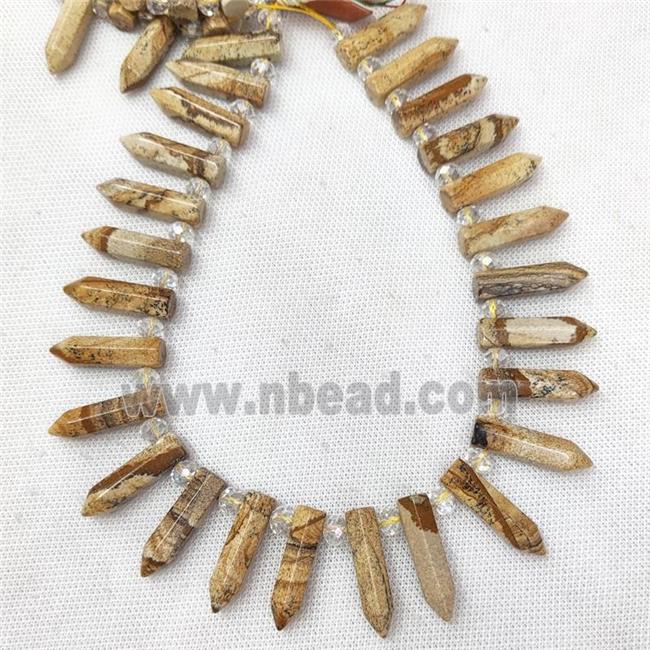 Natural Picture Jasper Bullet Beads