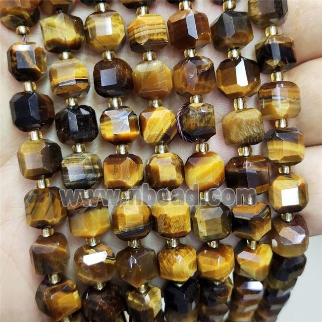 Natural Tiger Eye Stone Beads Faceted Cube