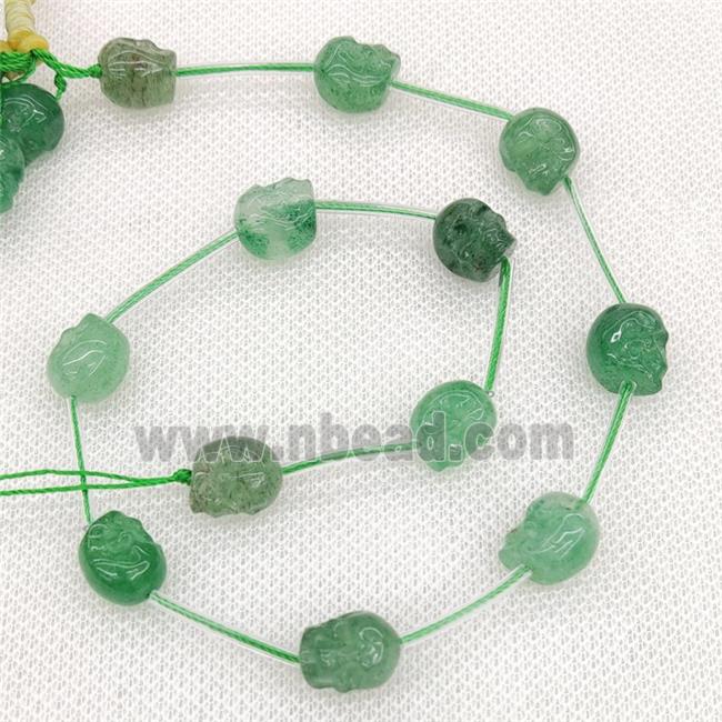 Natural Green Strawberry Quartz Skull Beads Carved