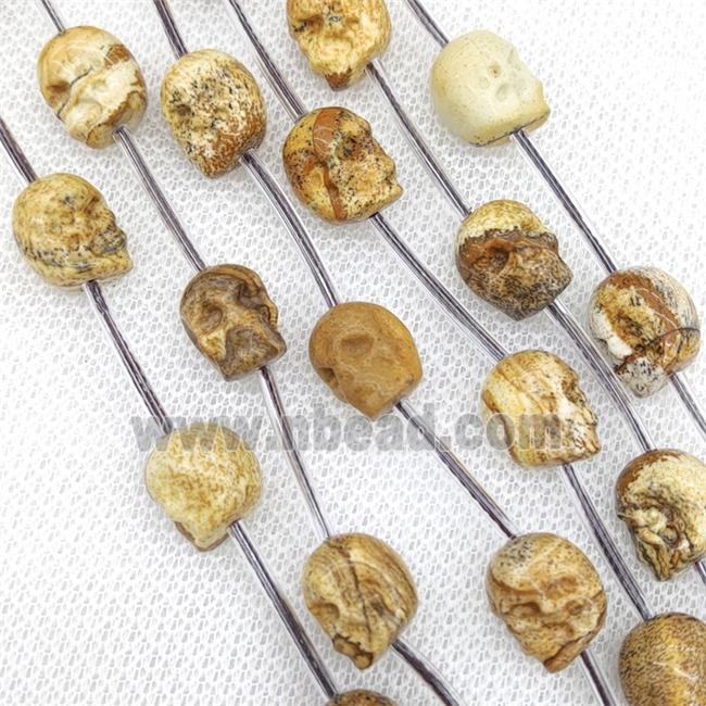 Natural Picture Jasper Skull Beads Carved