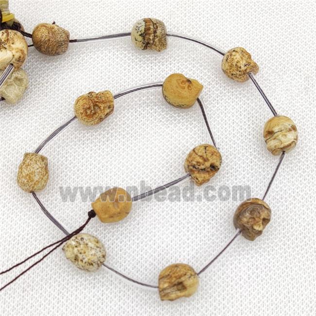 Natural Picture Jasper Skull Beads Carved