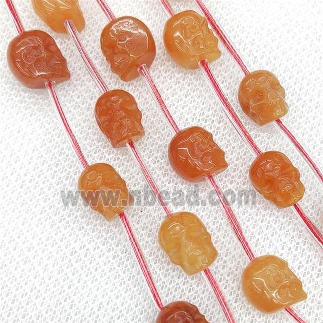 Natural Red Aventurine Skull Beads Carved