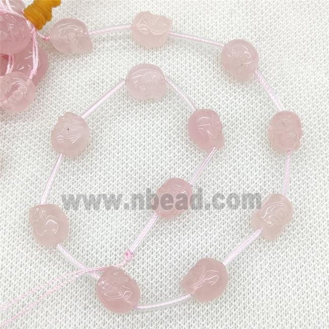 Natural Pink Rose Quartz Beads Skull Carved