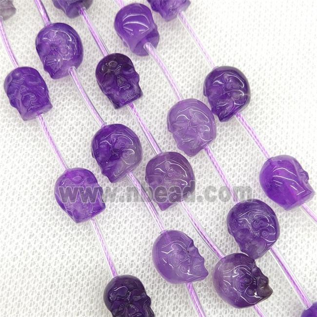 Natural Purple Amethyst Skull Beads Carved