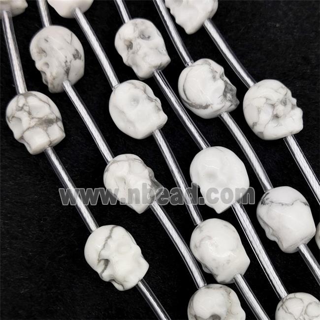 Natural White Howlite Turquoise Skull Beads Carved