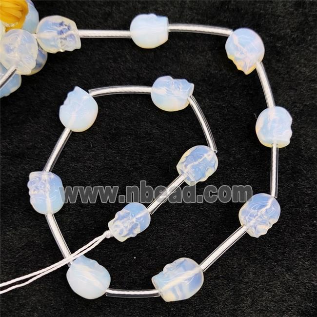 White Opalite Skull Beads Carved