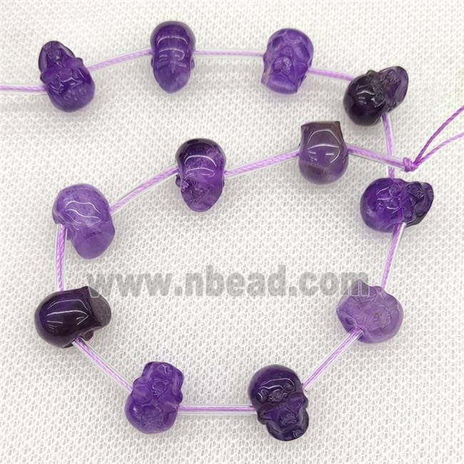 Natural Purple Amethyst Skull Beads Carved