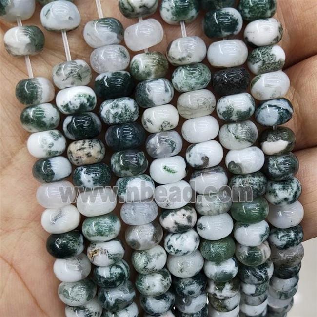 Green Tree Agate Rondelle Beads Smooth