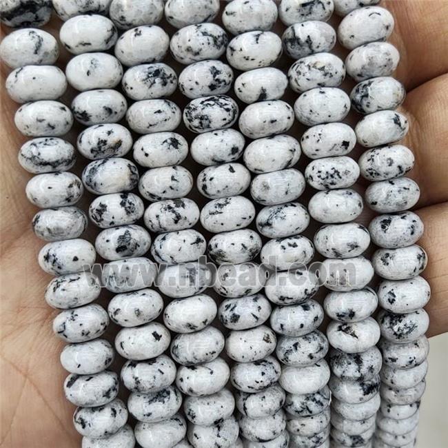 Kiwi Jasper Beads White Dye Smooth Rondelle