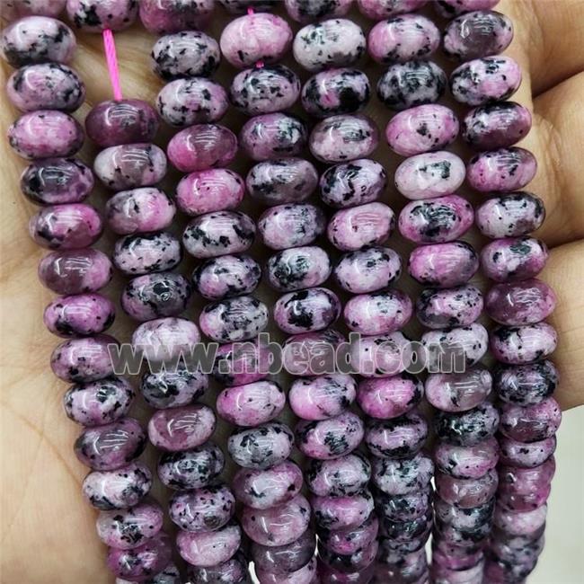 Kiwi Jasper Beads Pink Dye Smooth Rondelle