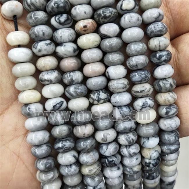 Map Jasper Beads Gray Smooth Rondelle