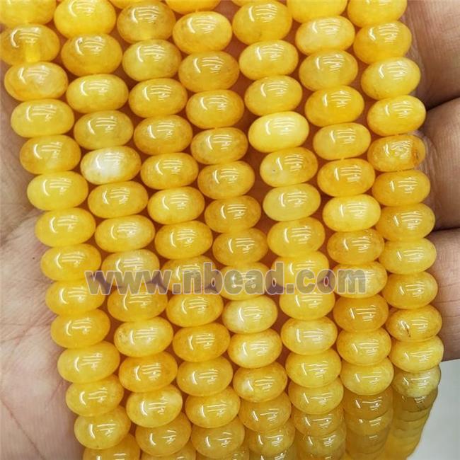 Jade Beads Golden Dye Smooth Rondelle